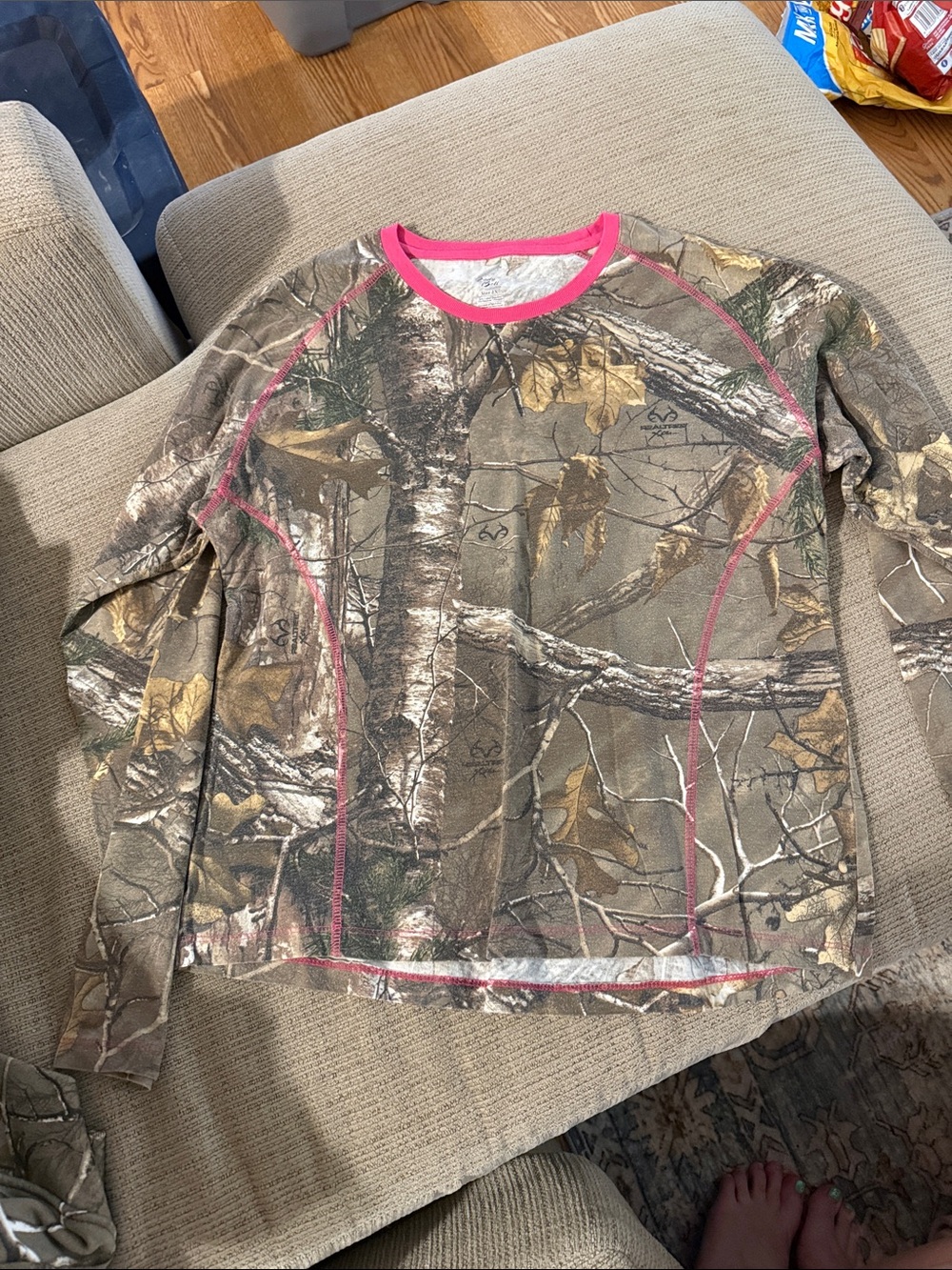 Realtree Camo Long Sleeve Tee with Pink Trim